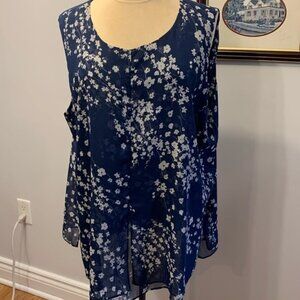 Cristina B Blue Floral Sleeveless Top